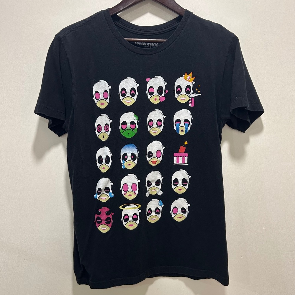 We Love Fine Marvel Emoji Faces Black Graphic T-Shirt Men's Size M